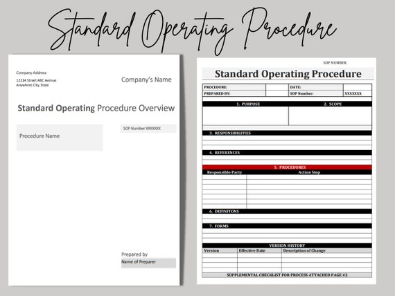 Standard Operating Procedure Template SOP Template - Etsy