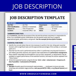 Modèle de description de poste modifiable : formulaires RH (MS Word et Google Doc)