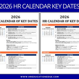 2026 HR Compliance Calendar: Key Dates & Deadlines (Digital Download)