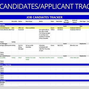Job Candidate Tracker: Editable HR Recruiting Excel Template