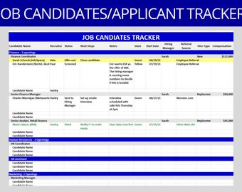 Job-Kandidaten-Tracker | Bearbeitbare Excel-Vorlage | Mehrere Positionsverfolgung | Personalbeschaffung | HR Vorlagen & Formulare | Einstellung