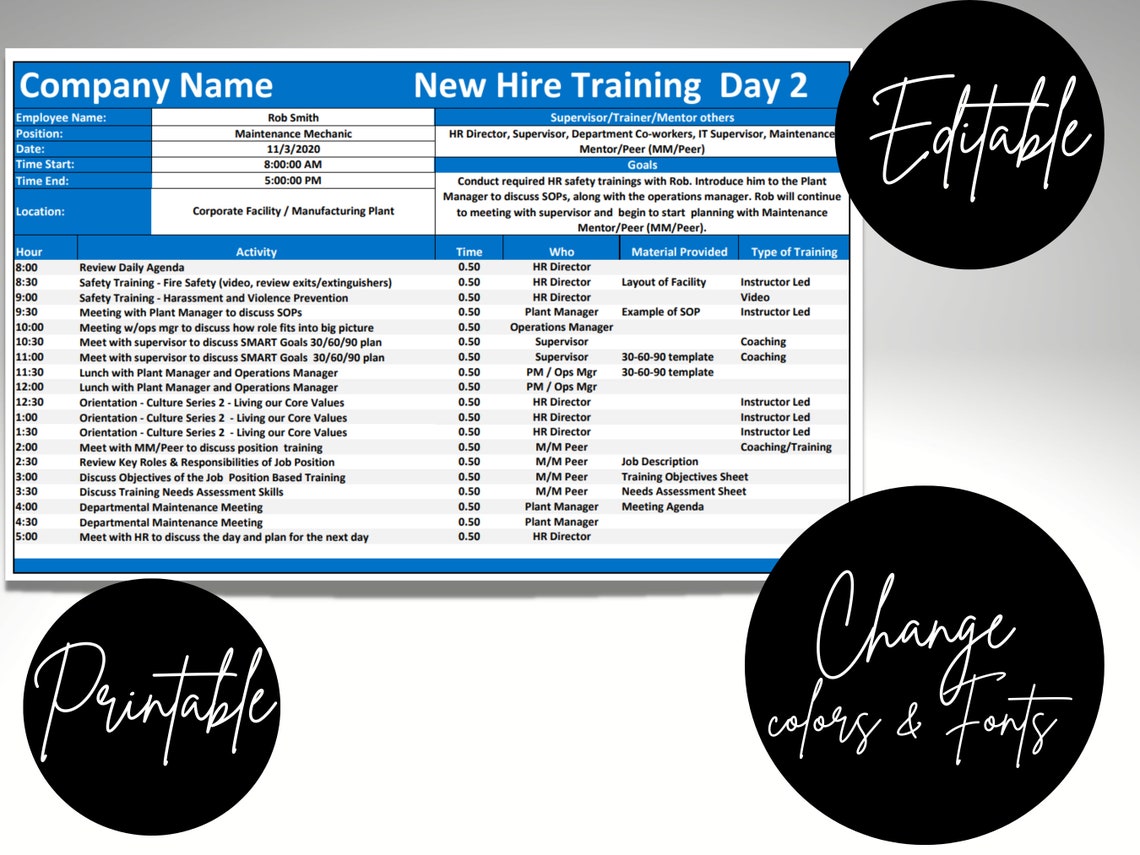 New Hire Employee Daily Training Agenda Template Editable Etsy new-hire-employee-daily-training-agenda-template-editable-etsy