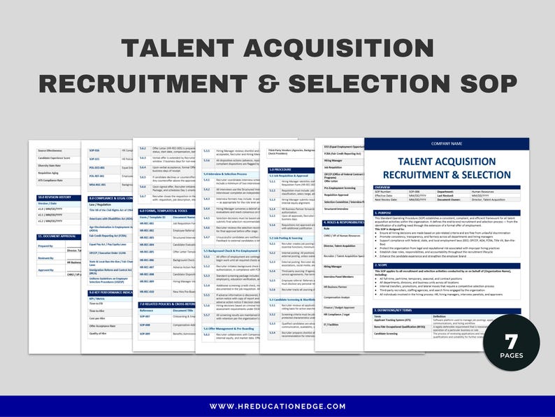 Process Specification Document Example Talent Acquisition HR SOP | Recruitment & Selection Process Template ...