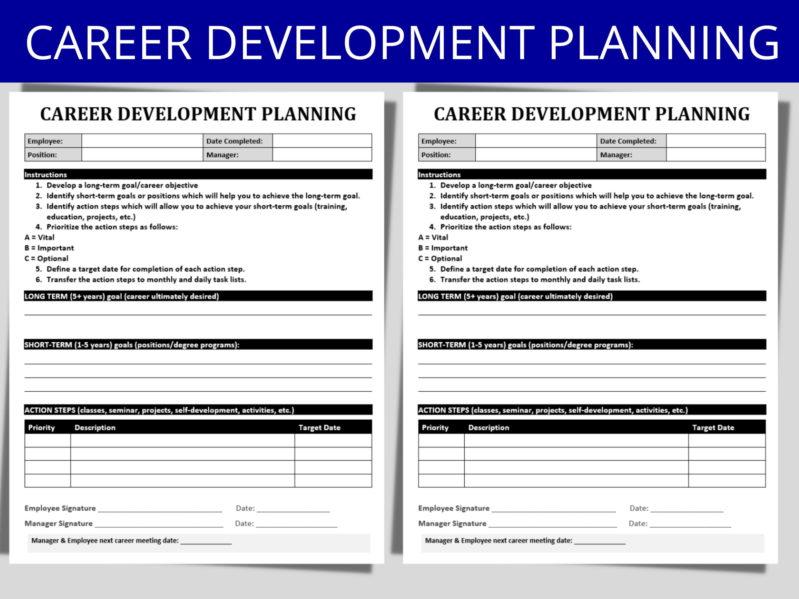 Career Development Planning Template Employee Training Etsy