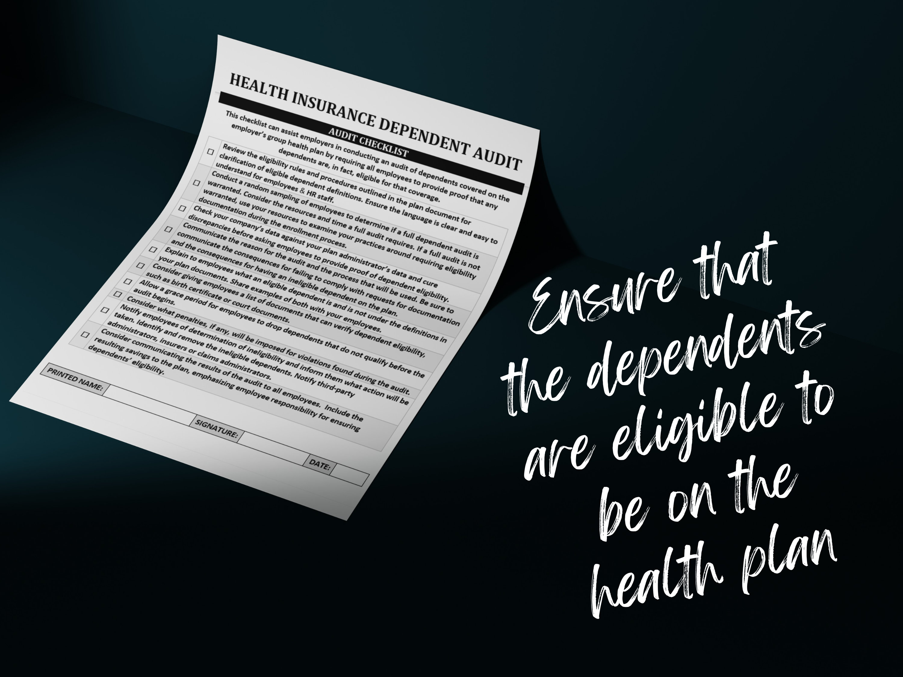 Health Insurance Dependent Audit Checklist: HR Template (digital ...