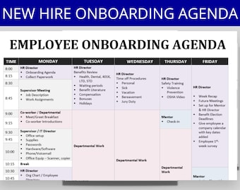 New Hire Onboarding Agenda Template: HR Forms, Editable Word Doc (Digital Download)