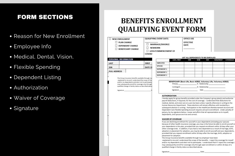 Benefits Enrollment & Change Form Employee Benefits Open Insurance