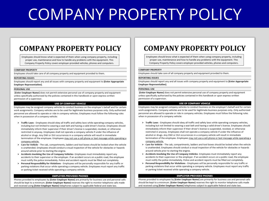 Company Property equipment Policy Editable HR Template Human Resource Company Property equipment Policy Editable HR Template Human Resource