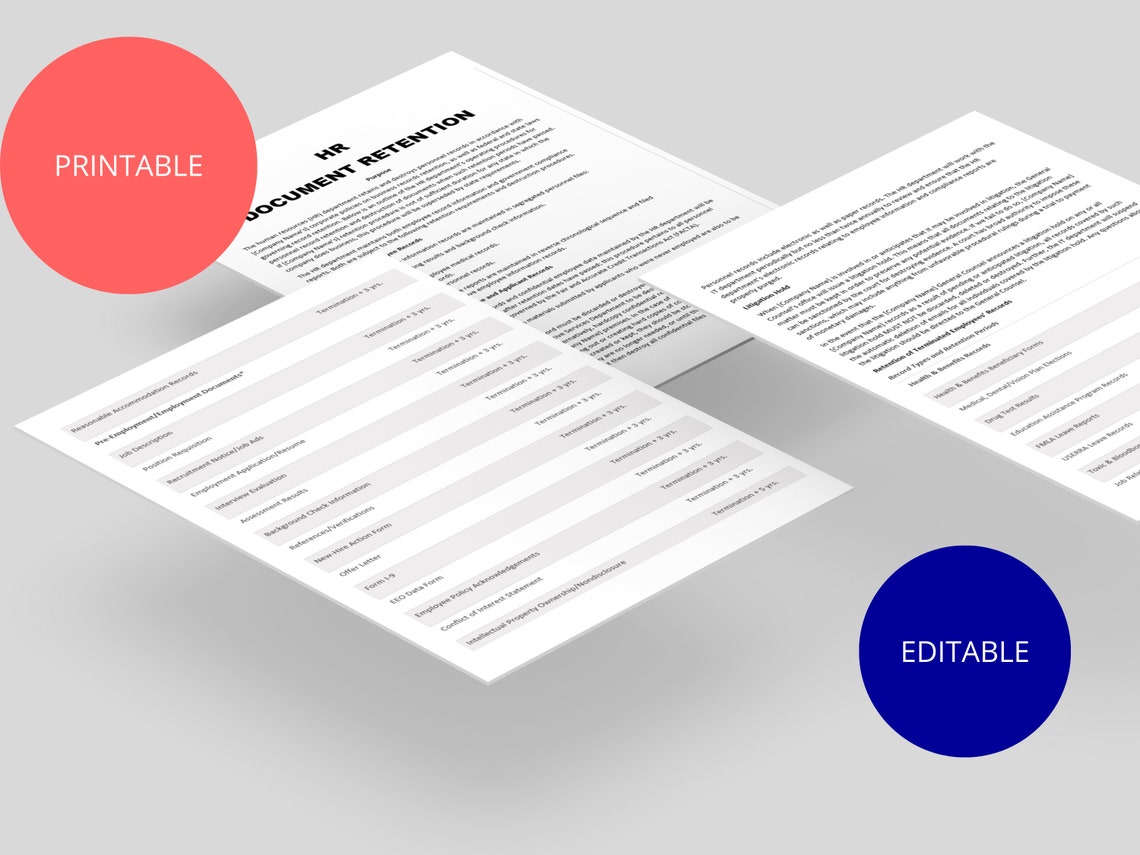 Employee Document Retention Policy: Guidelines for HR Record Management ...
