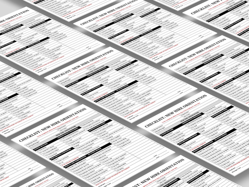 New Hire Orientation Checklist Employee Onboarding Form HR Templates
