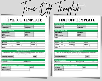 Printable Employee Time-off Request Template Editable - Etsy