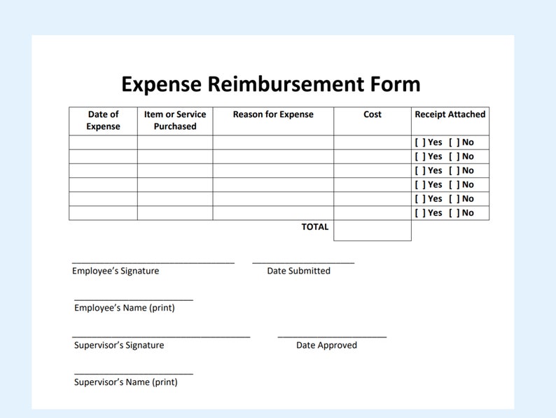 Spesenabrechnungs-Formular Mitarbeitererstattung Ausgaben Bearbeitbare / druckbare Vorlage Reisekosten Einfach HR Vorlagen & Formulare Bild 9