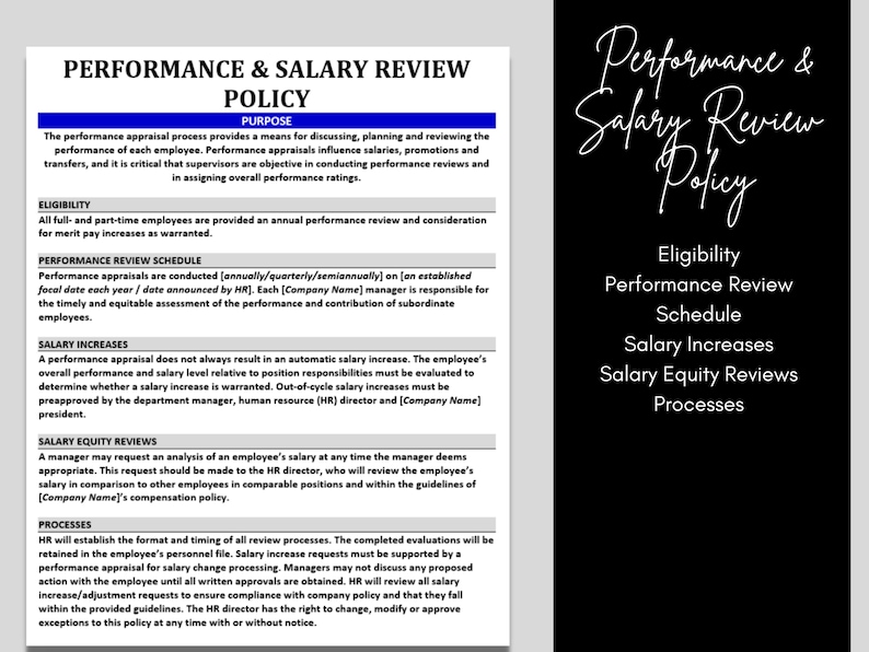 HR Salary Performance Review Policy Editable MS Word Policy Template HR Salary Performance Review Policy Editable MS Word Policy Template