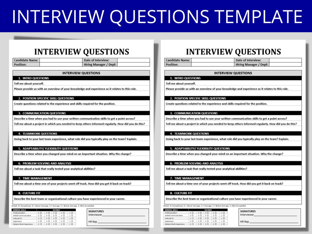 Interview Questions Template Human Resources Behavioral Questionnaire