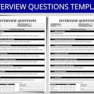 Interview Questions Template | Human Resources | Behavioral Questionnaire | Editable Word Form | HR Forms Templates | Employee Candidate