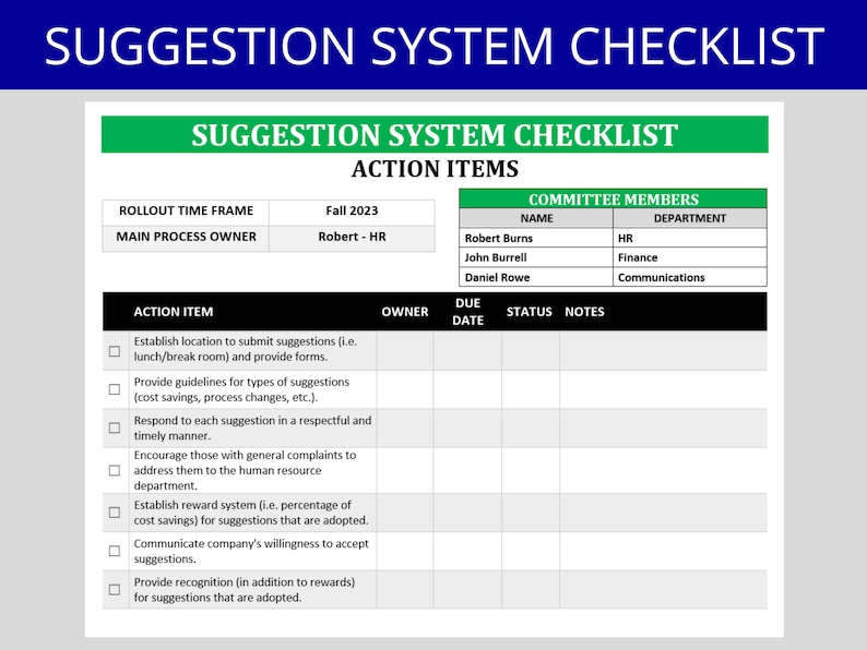 Suggestion Program Checklist | HR Template for Employee Feedback ...