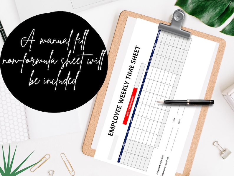 HR Timecard Editable Printable Excel Timesheet & Punch Log Etsy