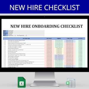 New Hire Checklist Template 2025:  Employee Onboarding Process & Orientation Guide Excel and Google Sheets | HR Spreadsheet Human Resources
