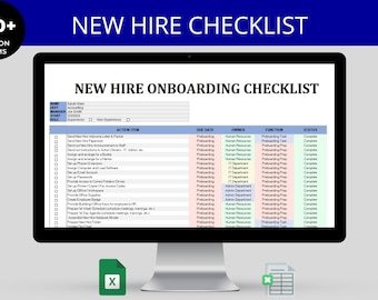 New Hire Checklist Template 2025:  Employee Onboarding Process & Orientation Guide Excel and Google Sheets | HR Spreadsheet Human Resources