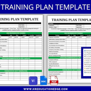 New Hire Training Plan Template: Employee Onboarding, HR Checklist (Word, Google Docs & PDF).