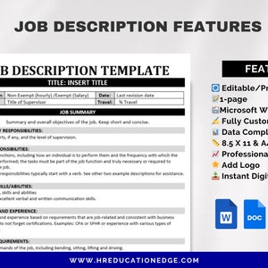Job Description Template: Editable MS Word and Google Doc Employee Job Description Template: Editable MS Word and Google Doc Employee