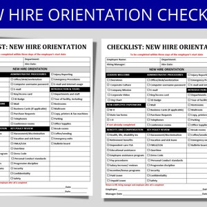 New Hire Orientation Checklist | Employee Onboarding Form | HR Templates | Human Resources Forms | New hire paperwork/packets & forms