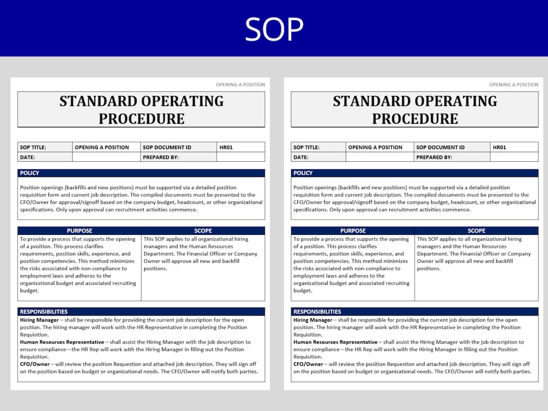 SOP Template Standard Operating Procedure Human Resources HR SOPS SOP Template Standard Operating Procedure Human Resources HR SOPS