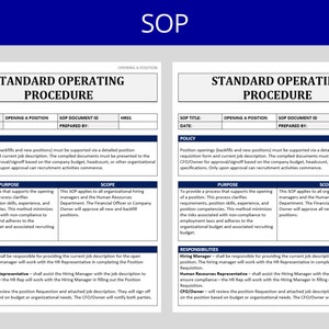 SOP Template | Standard Operating Procedure | Human Resources | HR SOPS | Training Templates | Employee Policy & Employment Procedures