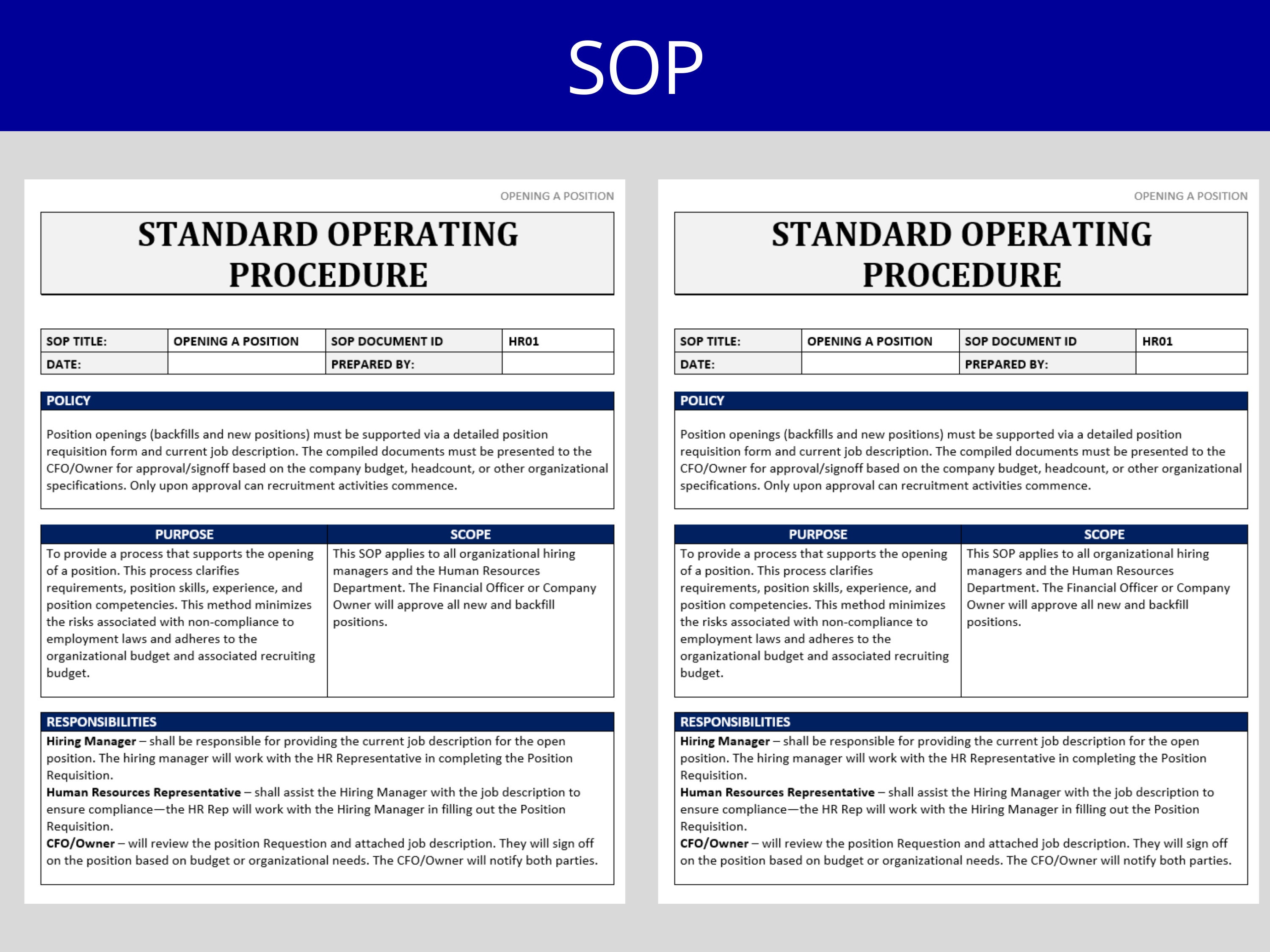 Minimal Standard Operating Procedures Template Canva Printable One Page SOP  Small Business Simple Human Resources Procedures Template -  Israel