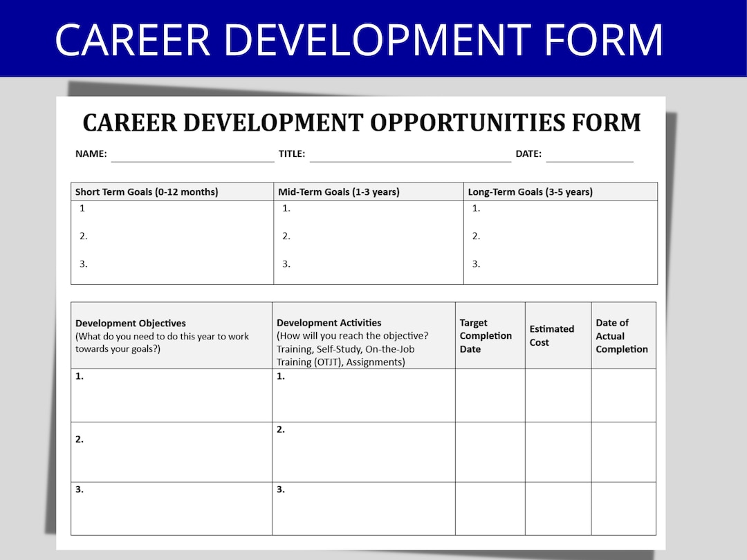 Career Development Form Employee Professional Plan Individual