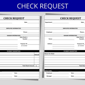 Check Request Form: MS Excel HR Template (Digital Download)