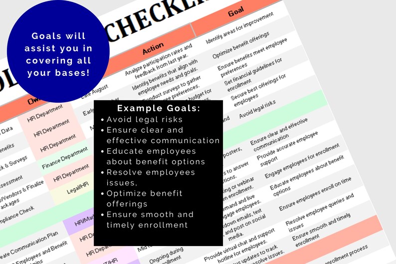 Open Enrollment Checklist for Employee Benefits HR Benefits Template
