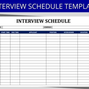 Interview Schedule Template: Editable HR Form (Digital Download)