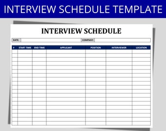 Simplistic Interview Schedule Template: Editable HR Form (Digital Download)