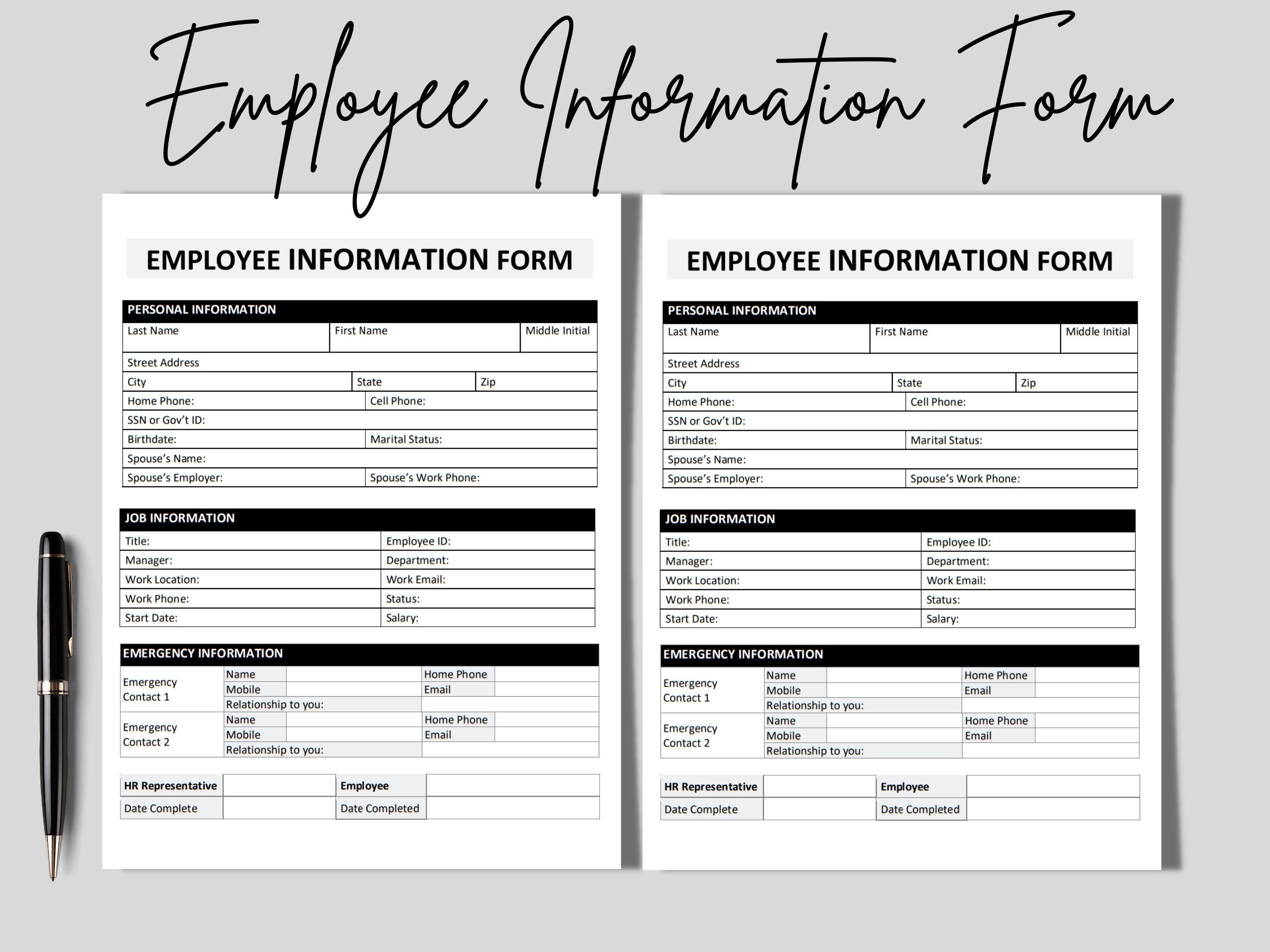 Employee Information Form Human Resources New Hire - Etsy.de