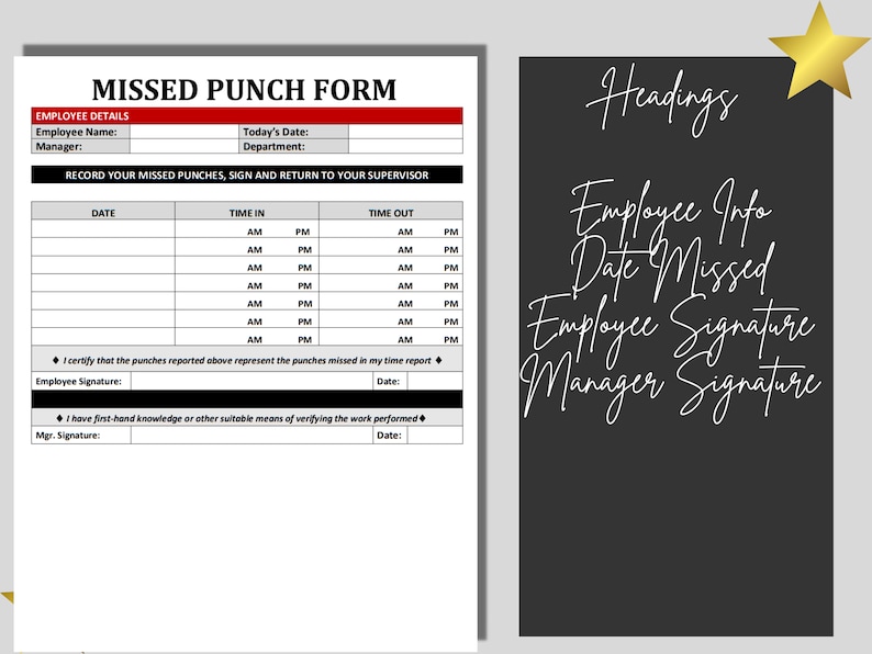 Missed Punch Form: Editable HR Template for Payroll (8 5x11 A4) Etsy Missed Punch Form: Editable HR Template for Payroll (8 5x11 A4) Etsy