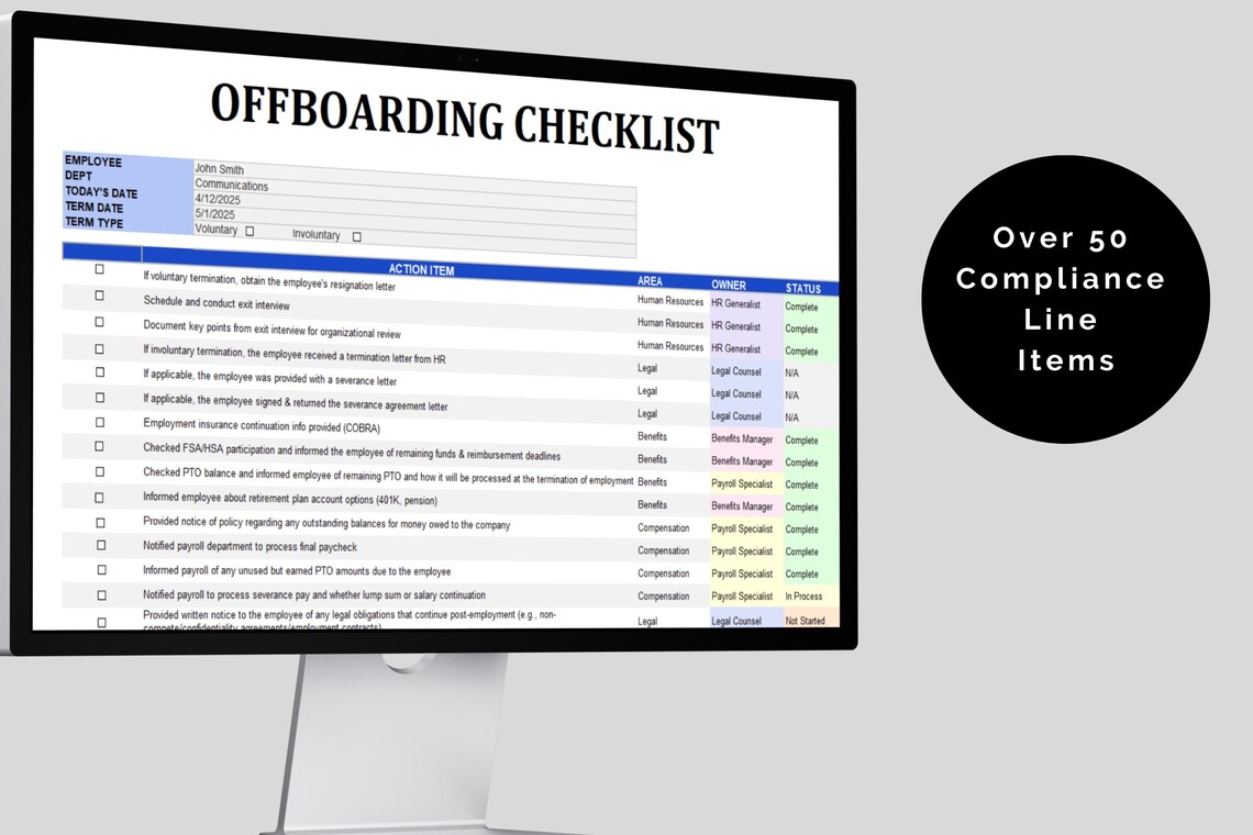 Employee Offboarding Checklist: HR Termination Template (excel & PDF ...