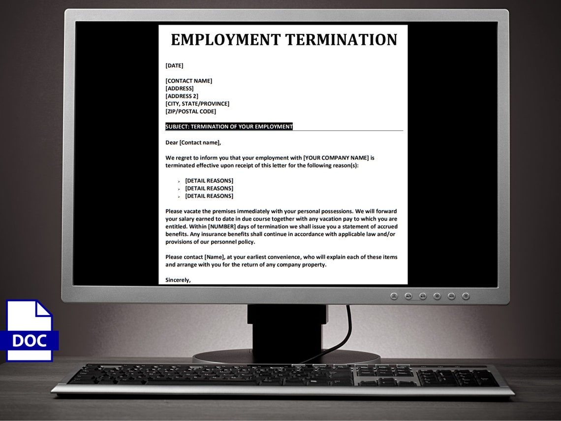 Termination Letter Template Human Resources Employee Termination