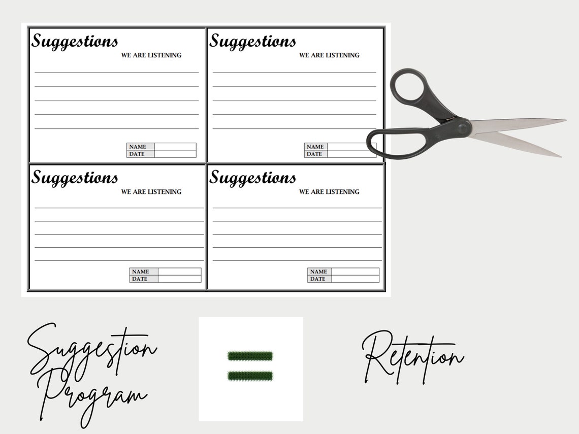Employee Suggestion Card Templates Editable Word Form Etsy