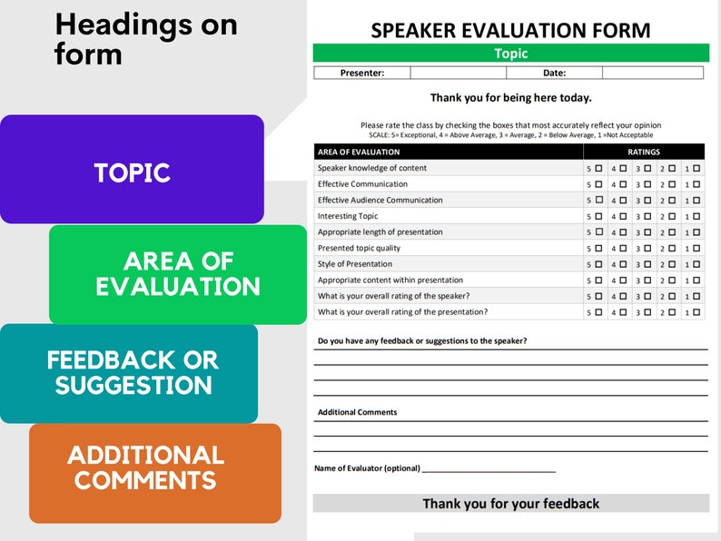 Business Speaker Feedback Survey Editable MS Word Template Etsy