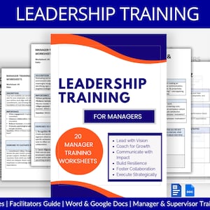 Leadership Training Workbook for Managers: Supervisor Training & Employee Development (Digital Download, Editable Word/Google Docs)