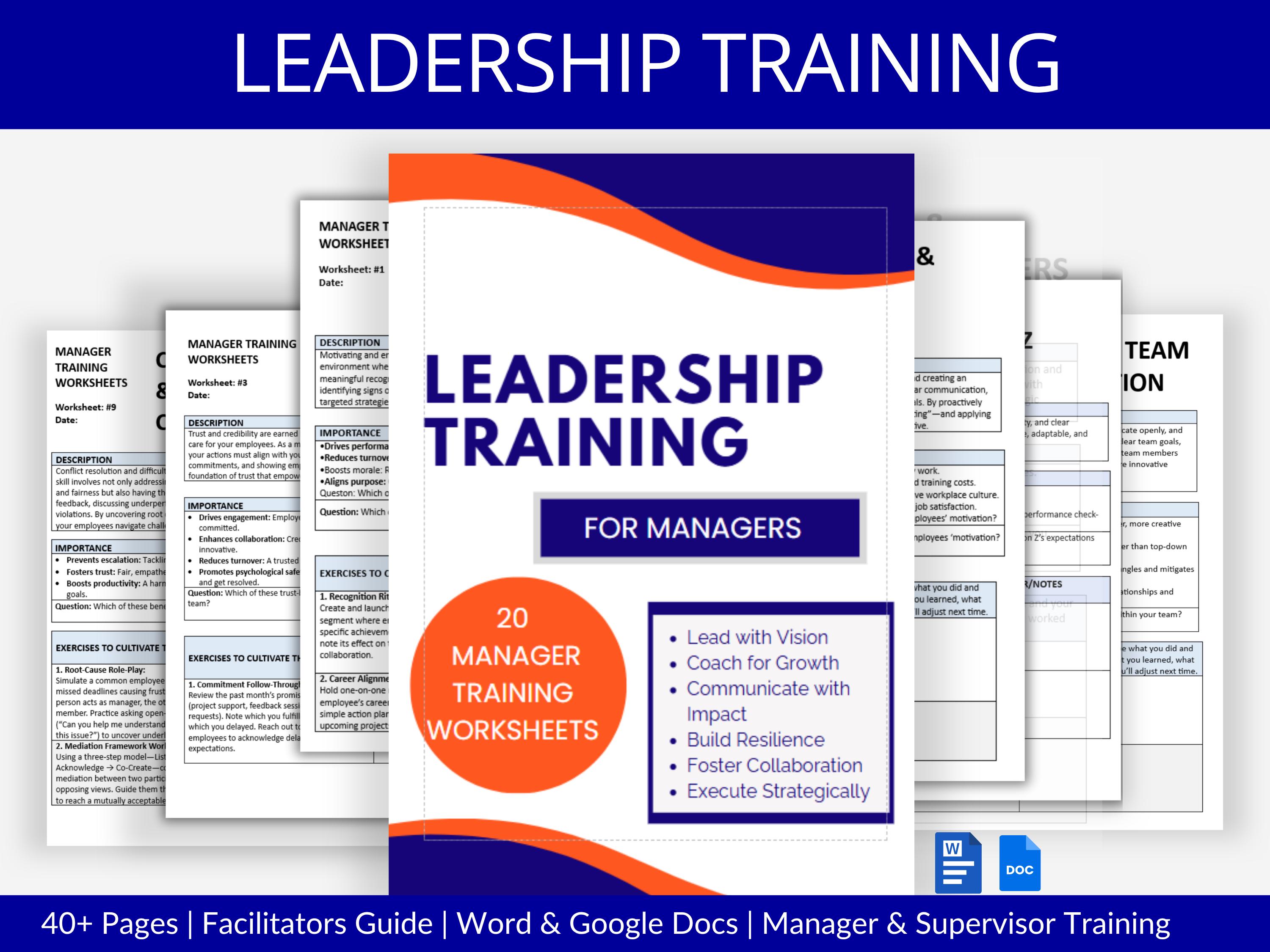 Leadership Training for Managers Workbook: Supervisor Skills - Employee Motivation Coaching Development Engagement Feedback Team development