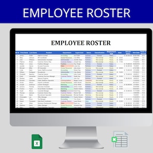 Employee Roster Template: Staff Directory & Database with Employee Information - Salary, Profile Data | HR Excel Spreadsheet Management List