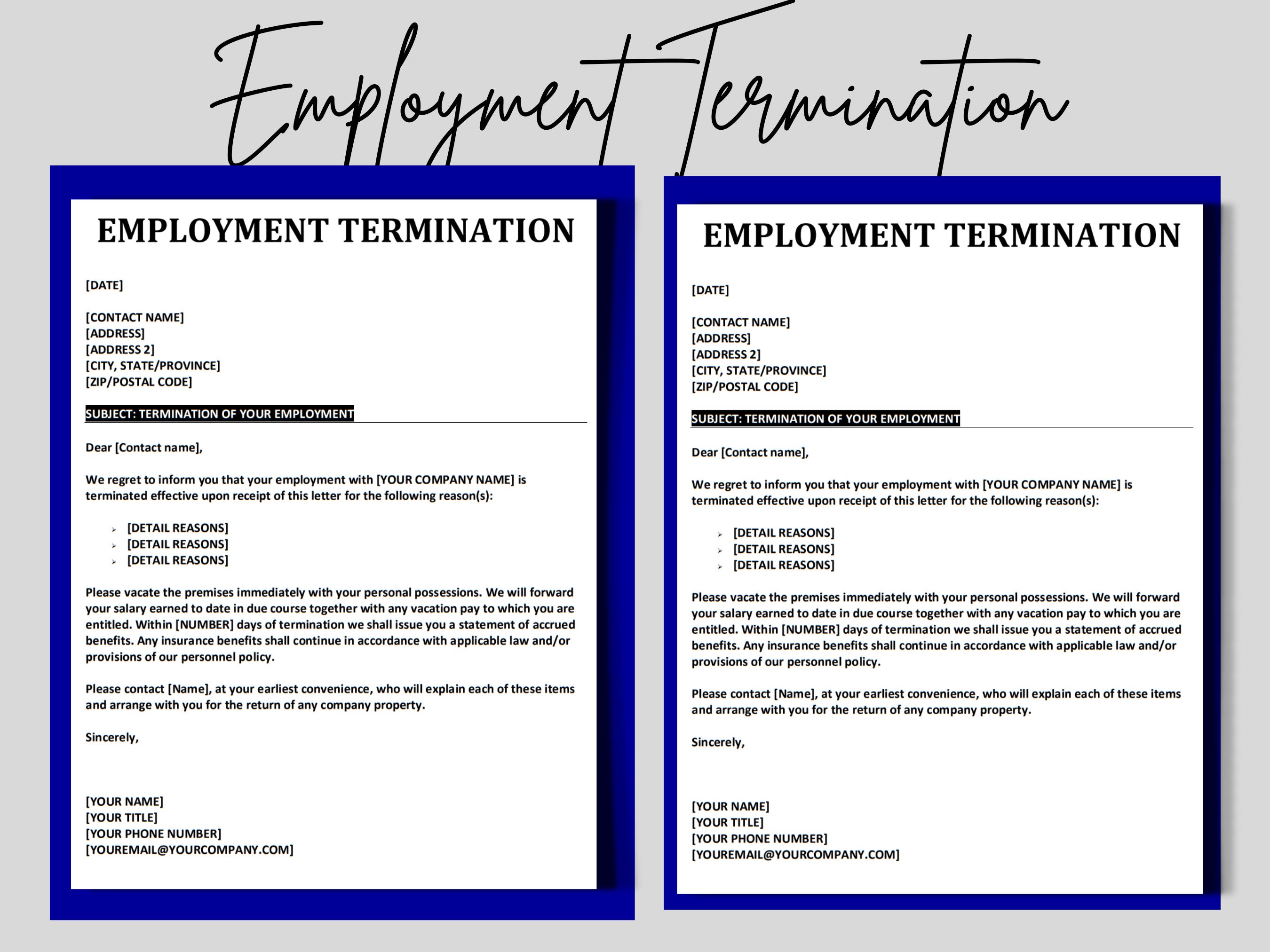 Termination Letter Template Human Resources Employee Termination
