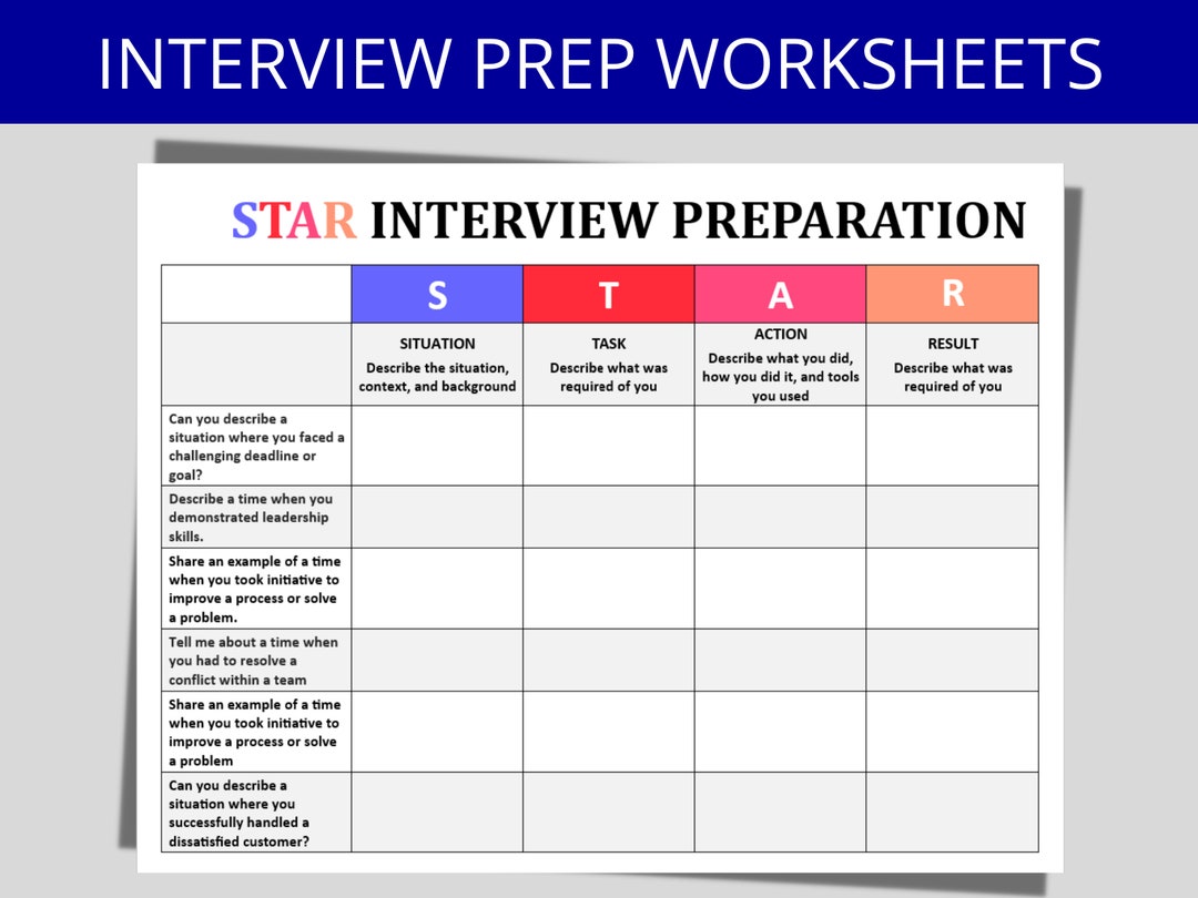 STAR Method Interview Worksheet Interview Preparation, Behavioral STAR Method Interview Worksheet Interview Preparation, Behavioral