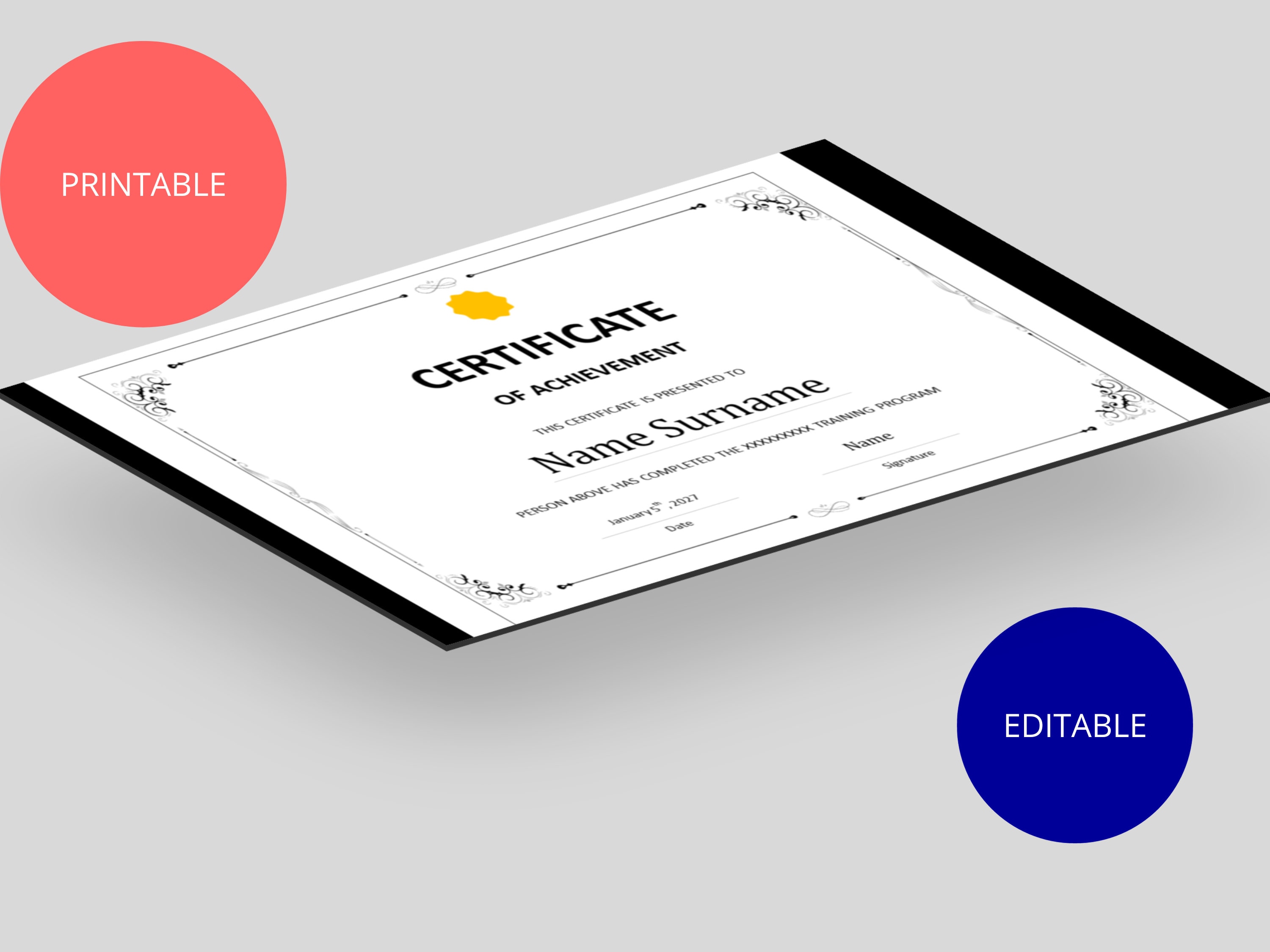 Editable Employee Training Certificate Template (MS Word, A4 & US ...