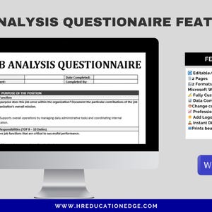 Job Analysis Questionnaire: HR Form, Job Duties Template (digital ...
