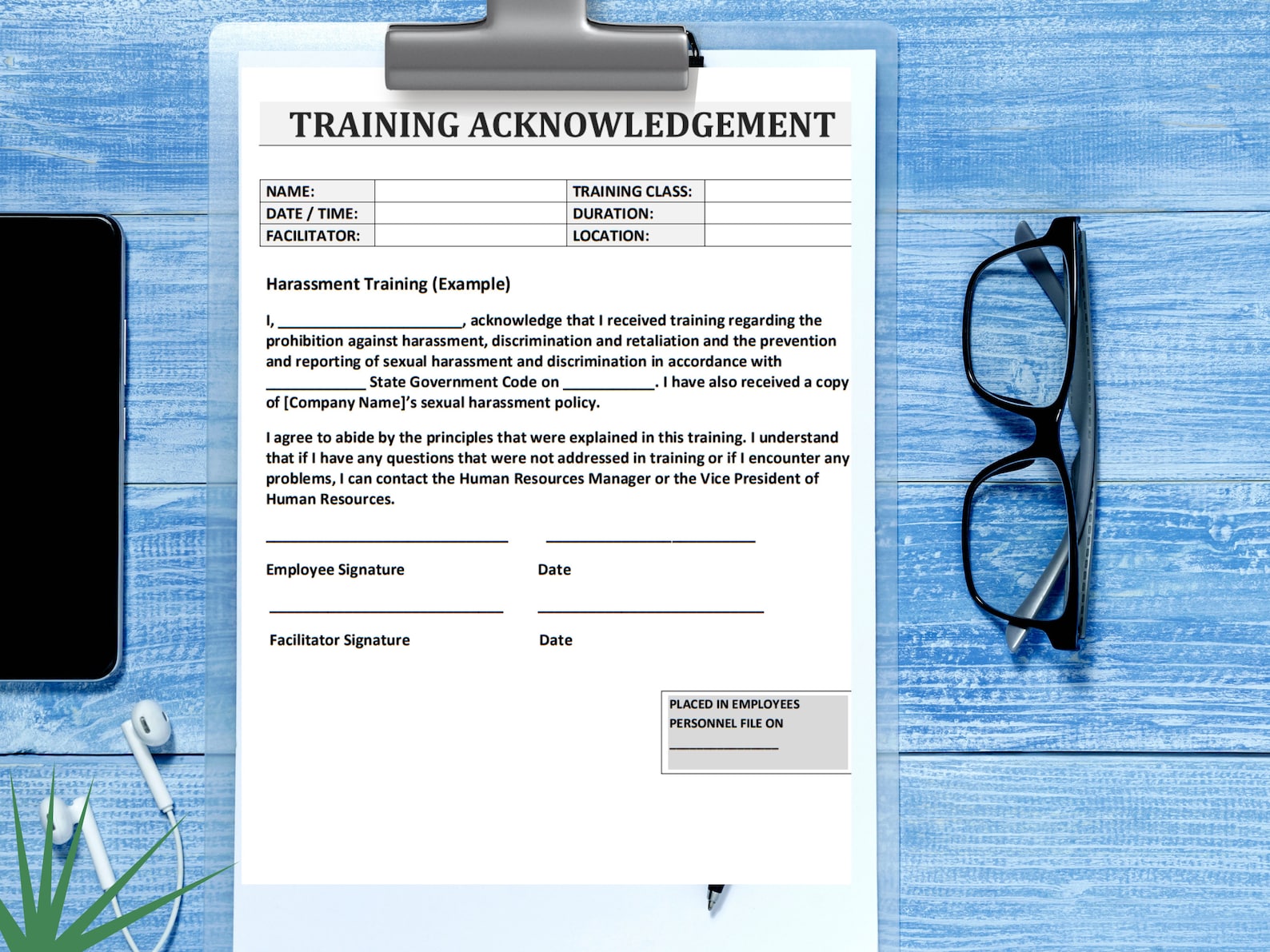 Training Acknowledgement Form: HR Templates (editable Word Doc) - Etsy