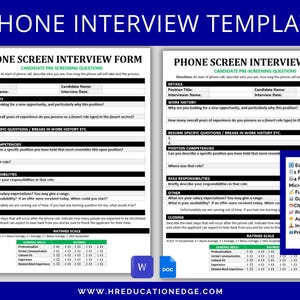 Phone Interview Form Template | Candidate Screening Questions | Behavioral Interview Script | Small Business HR Pre-Screen Tool