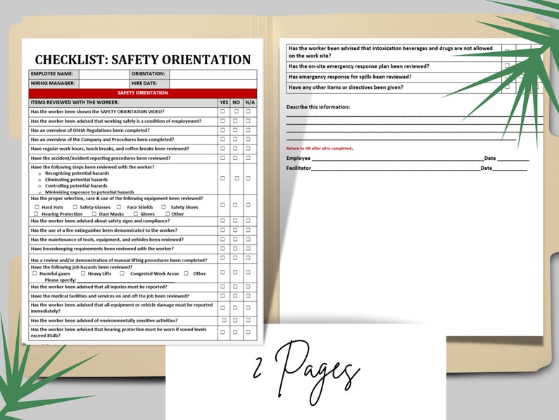 Complete Safety Onboarding Checklist HR New Hire Template Etsy